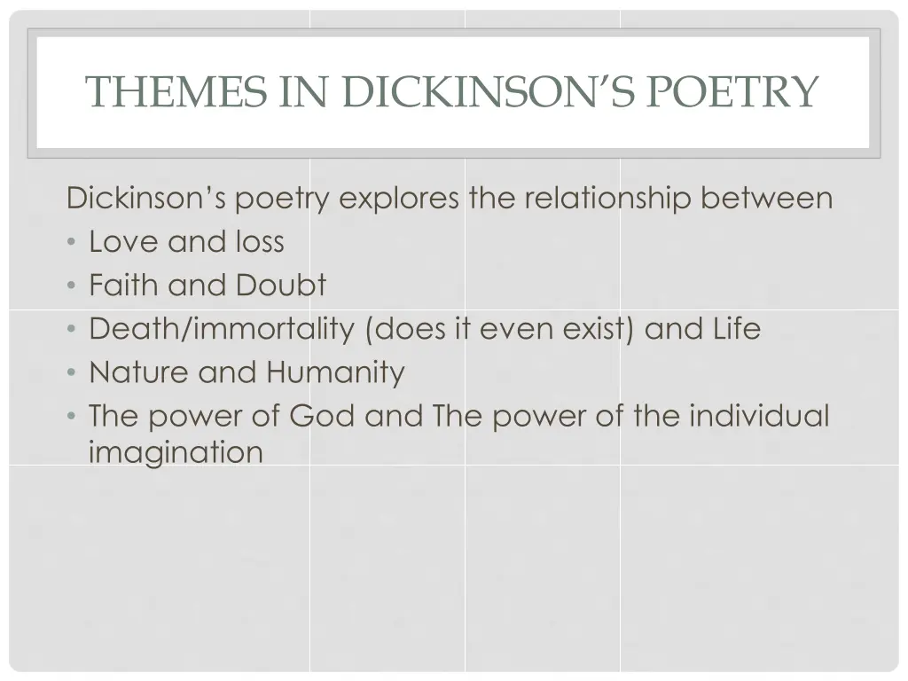 themes in dickinson s poetry