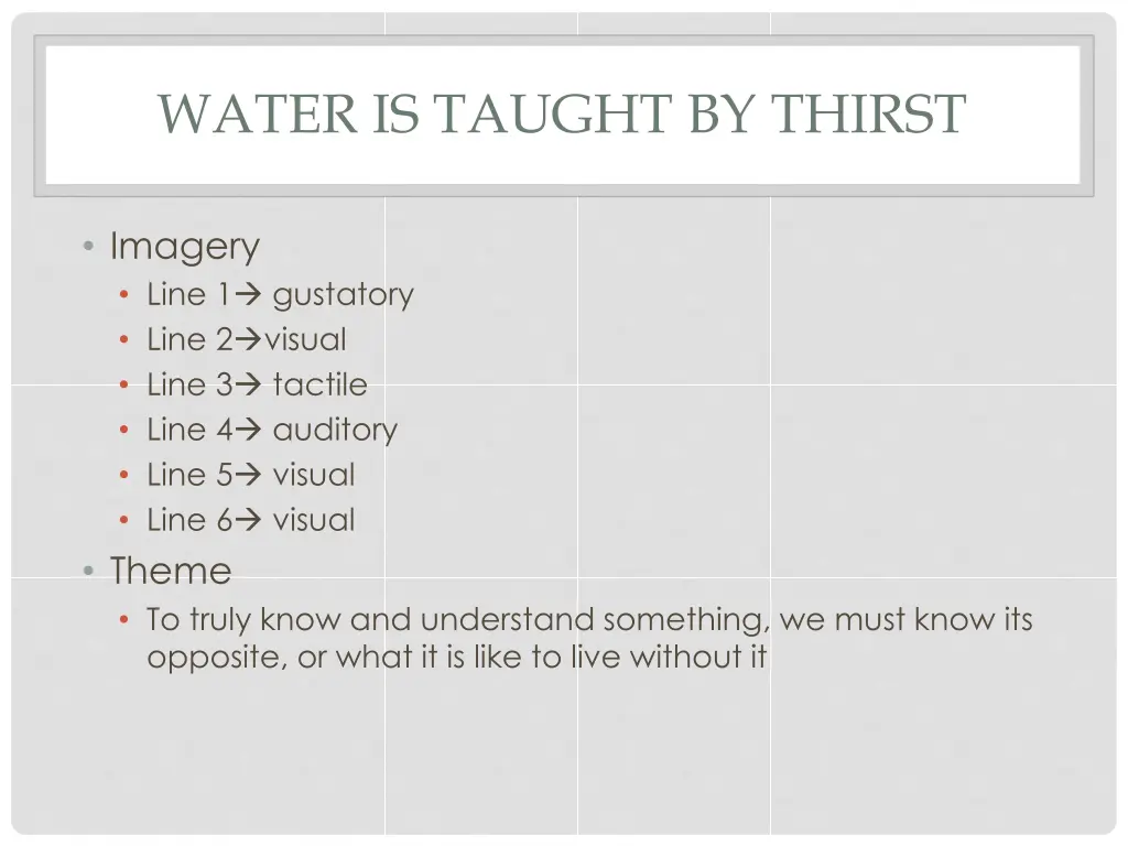 water is taught by thirst