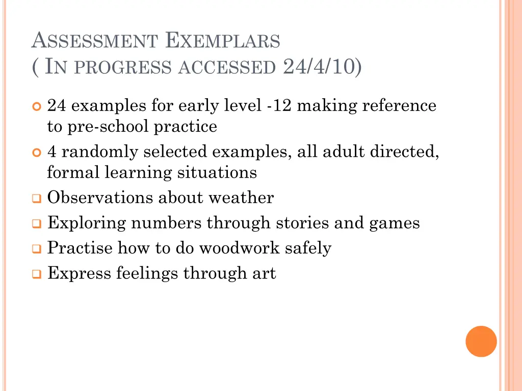 a ssessment e xemplars i n progress accessed