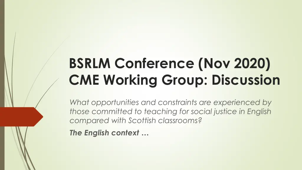 bsrlm conference nov 2020 cme working group 1