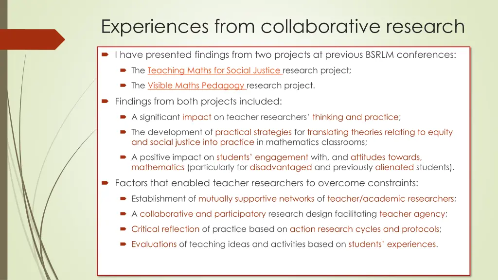 experiences from collaborative research