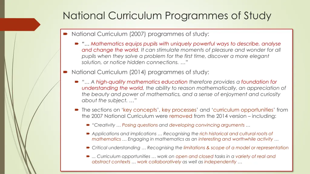 national curriculum programmes of study