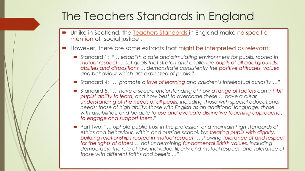 the teachers standards in england