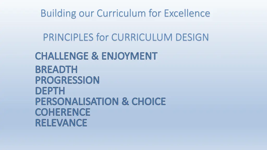 building our curriculum for excellence