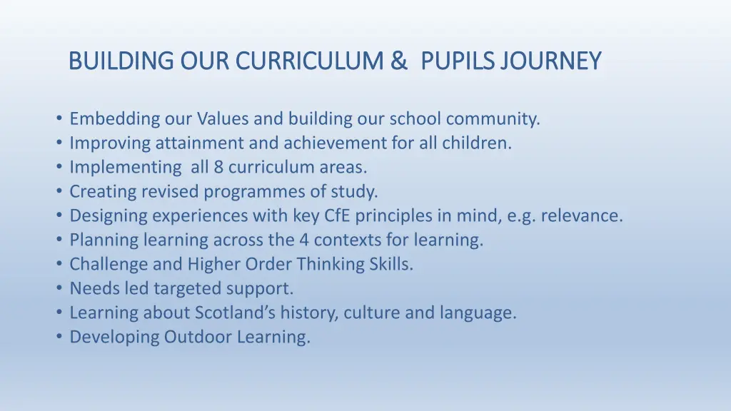 building our curriculum pupils journey building