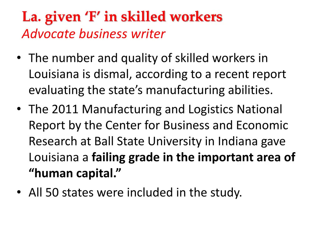 la given f in skilled workers advocate business