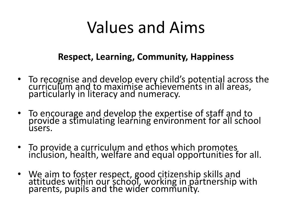 values and aims