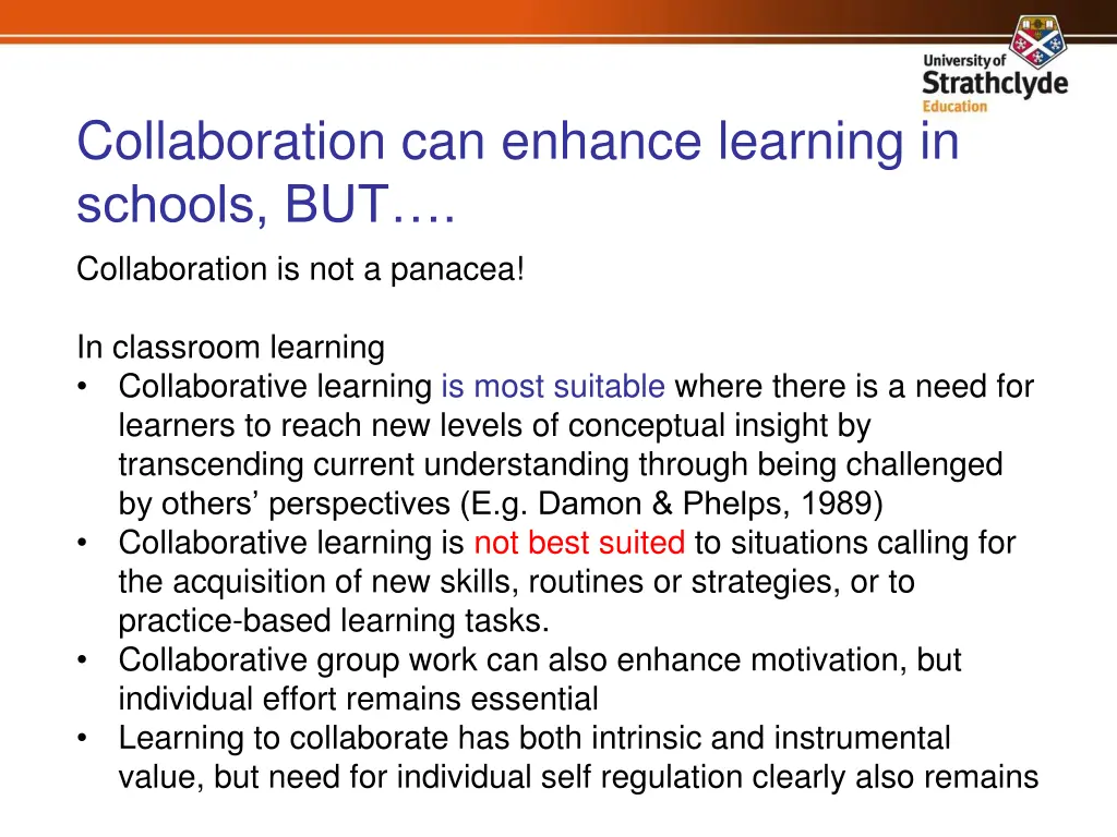 collaboration can enhance learning in schools