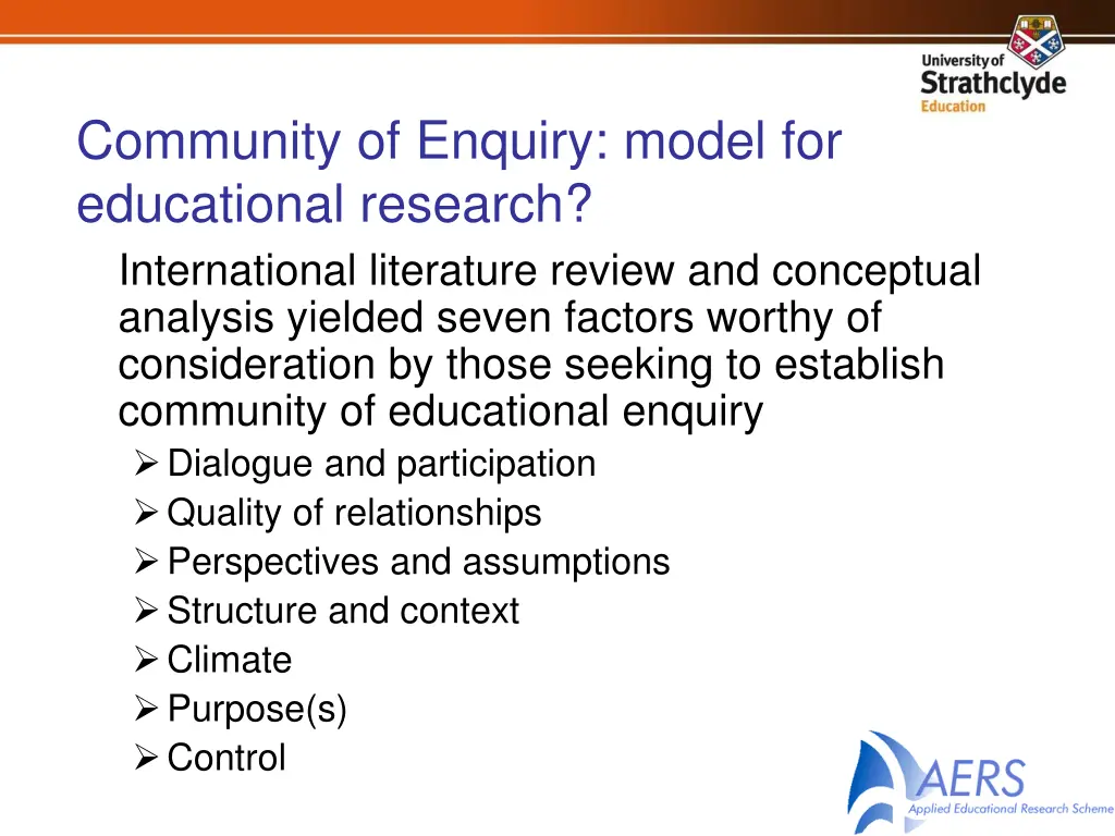 community of enquiry model for educational