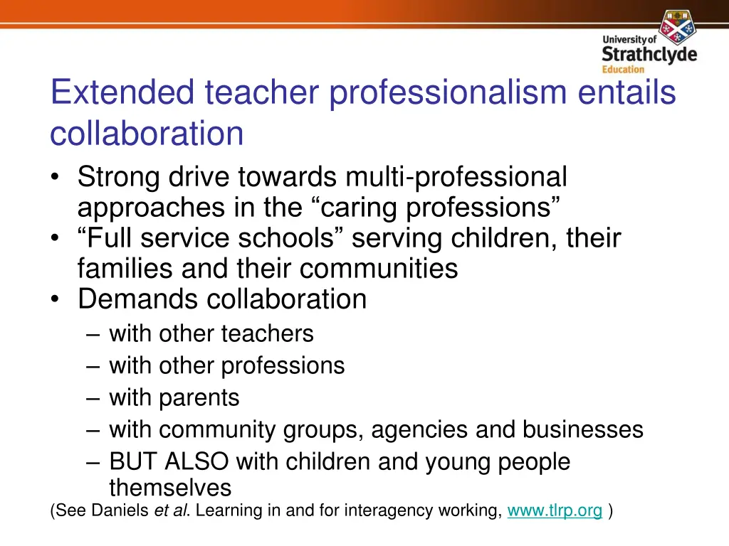 extended teacher professionalism entails