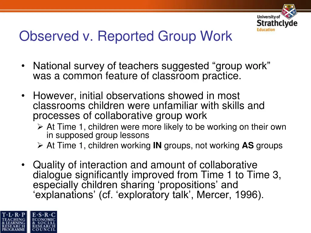 observed v reported group work