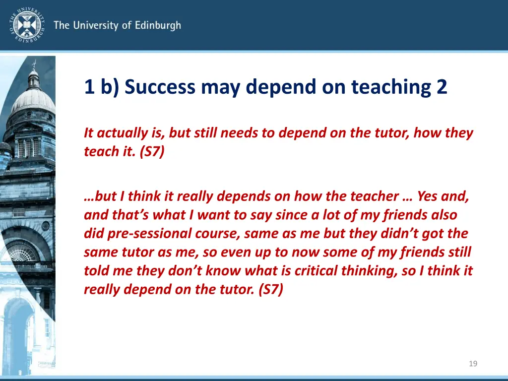 1 b success may depend on teaching 2