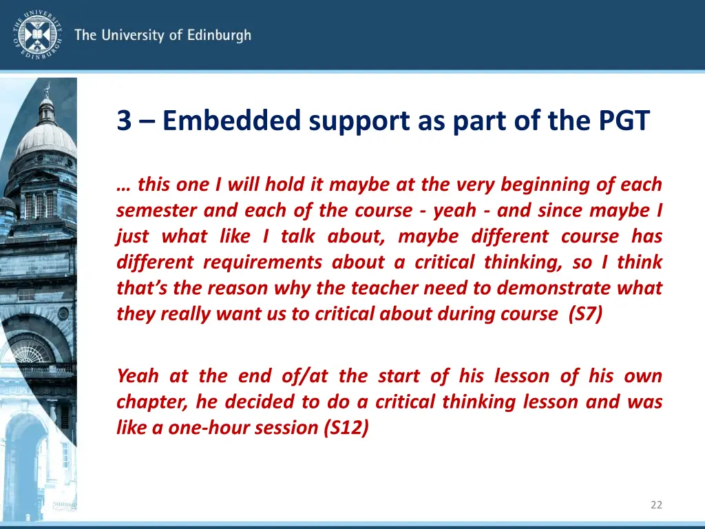 3 embedded support as part of the pgt