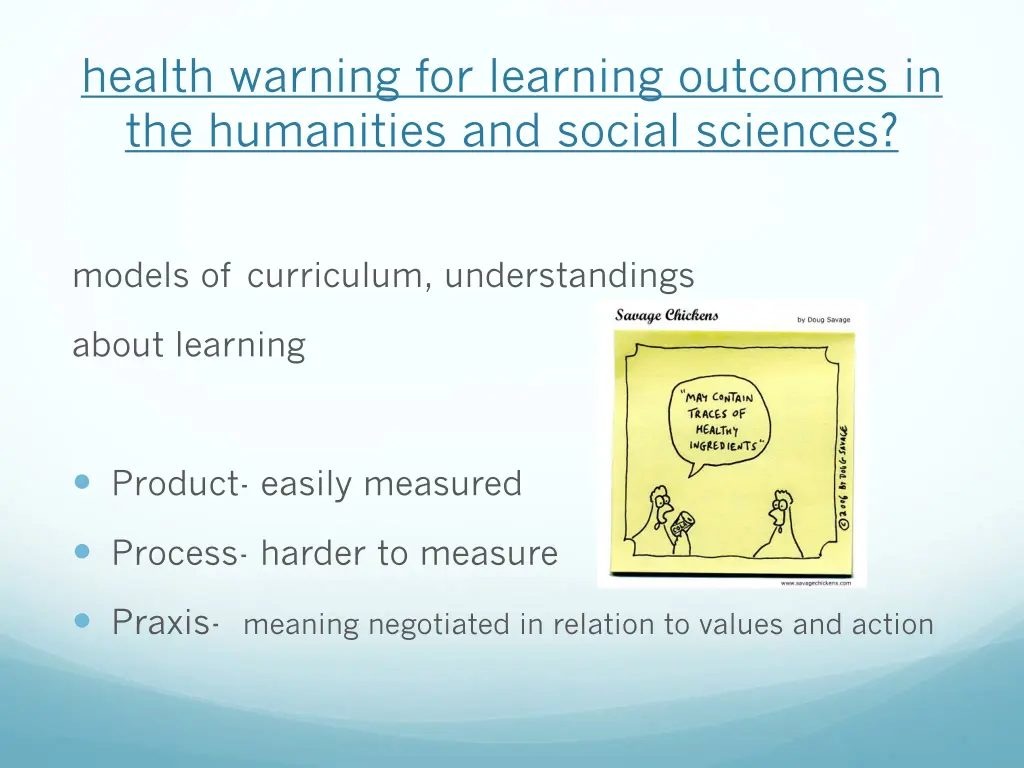 health warning for learning outcomes