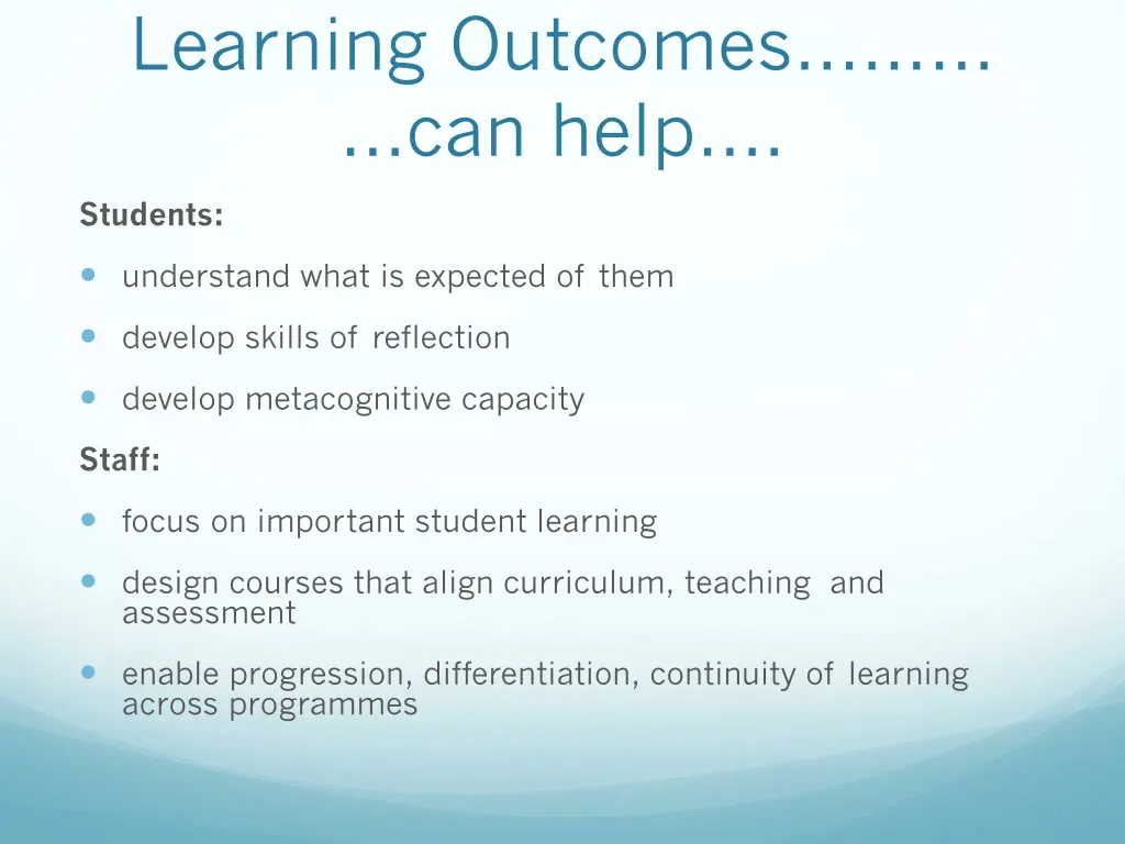 learning outcomes can help