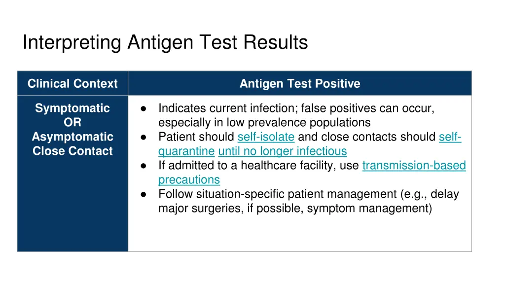 interpreting antigen test results