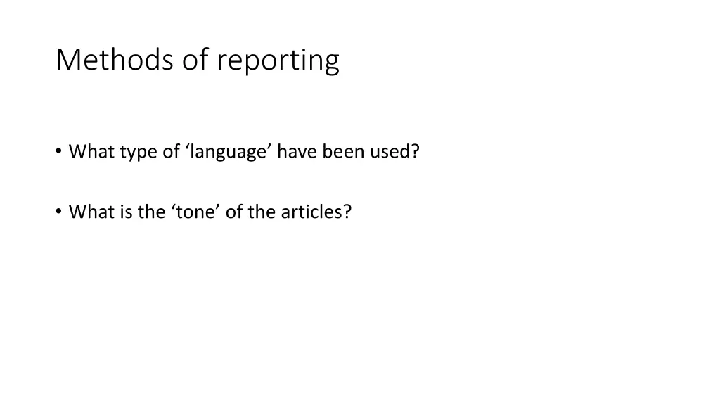 methods of reporting