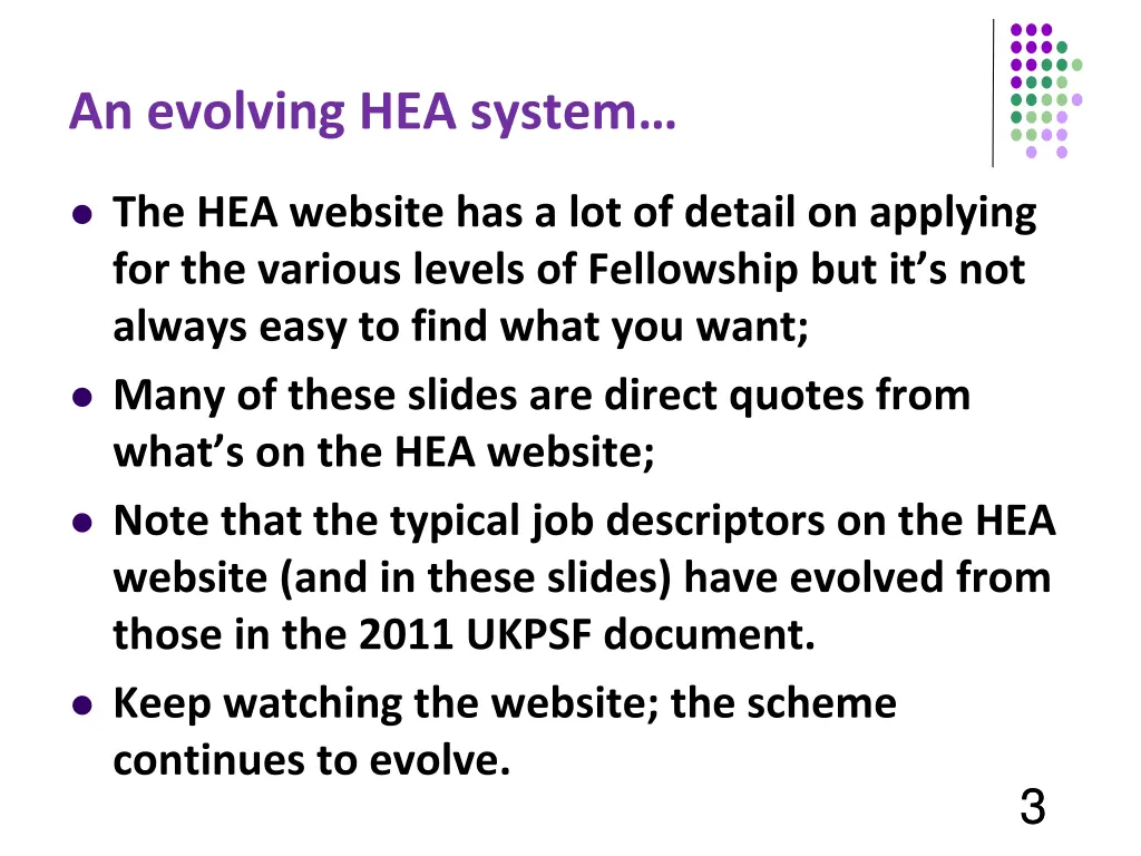 an evolving hea system