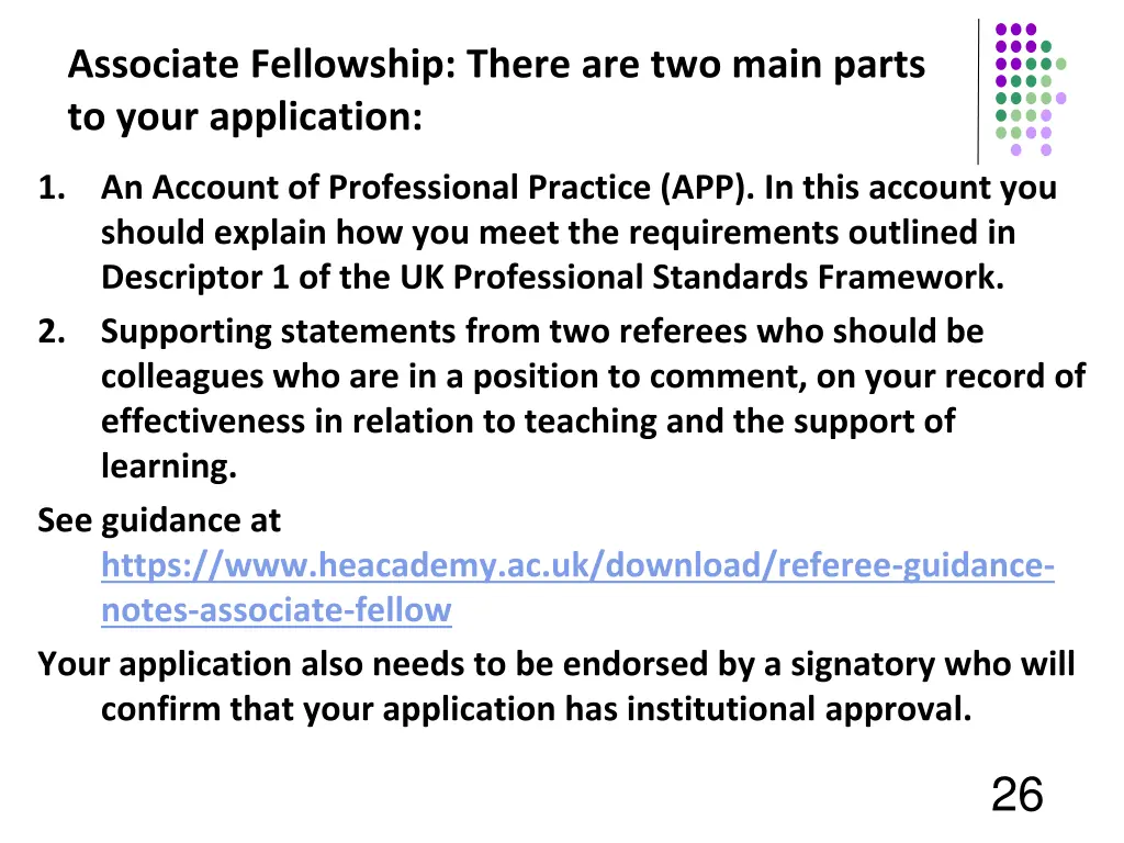 associate fellowship there are two main parts