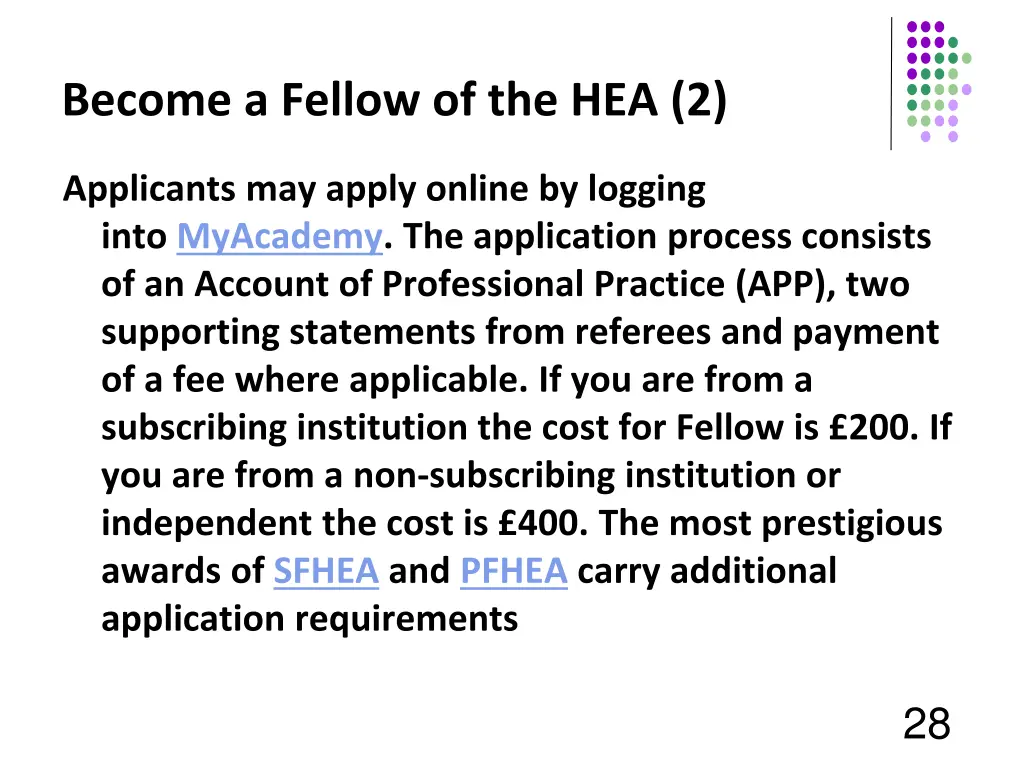 become a fellow of the hea 2