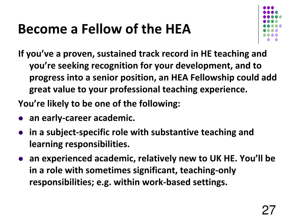 become a fellow of the hea