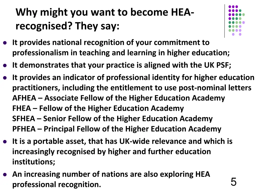 why might you want to become hea recognised they