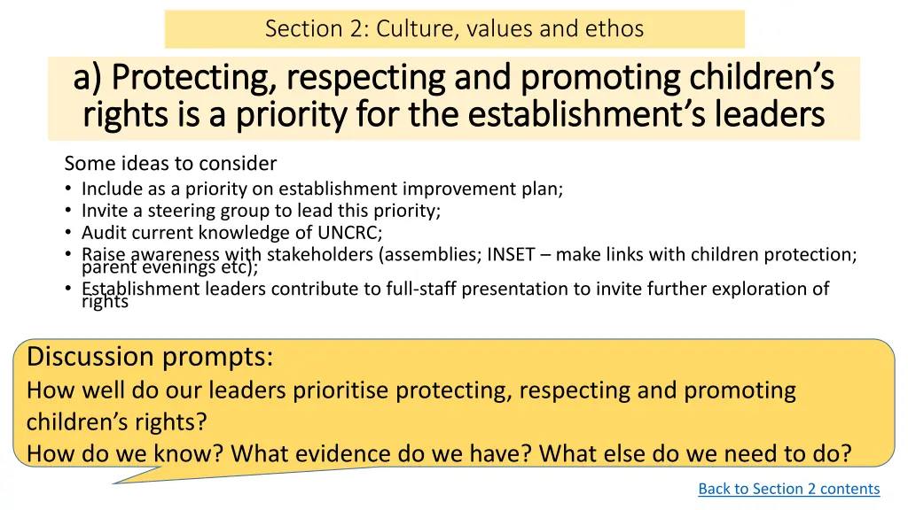 section 2 culture values and ethos