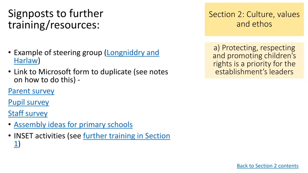 signposts to further training resources