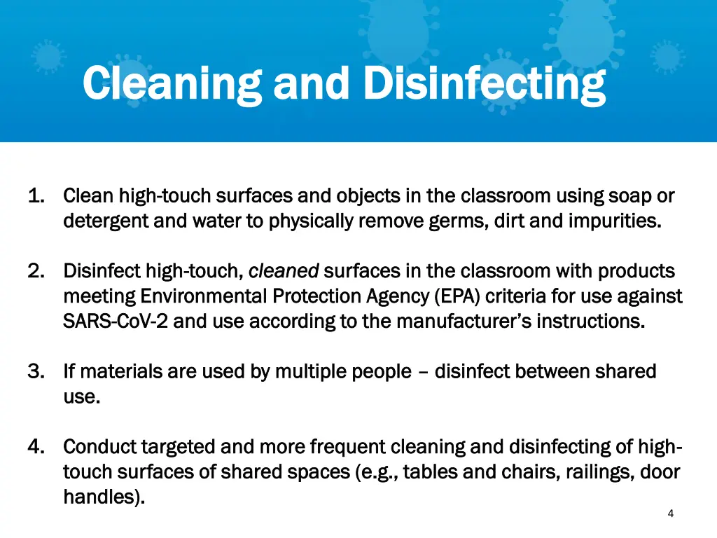 cleaning and disinfecting cleaning