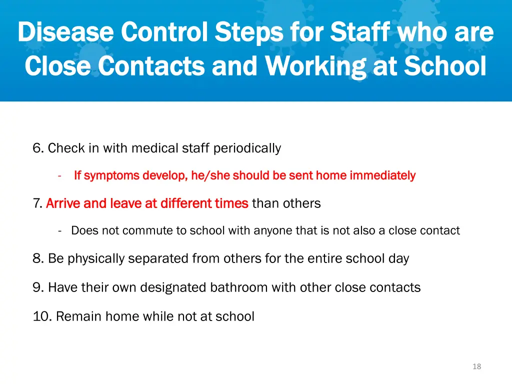 disease control steps for staff who are disease 1