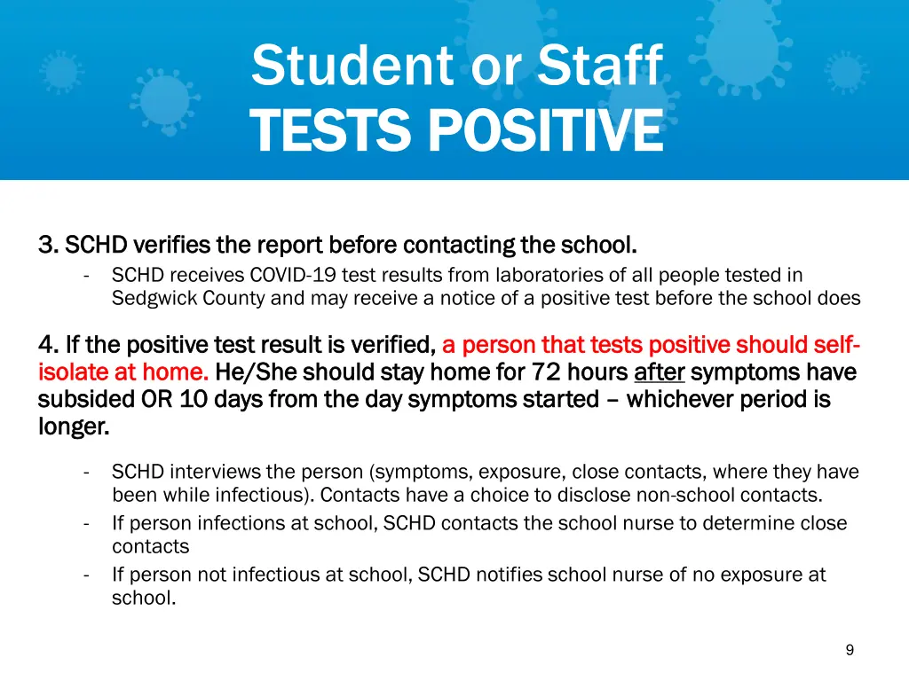 student or staff tests positive tests positive 1