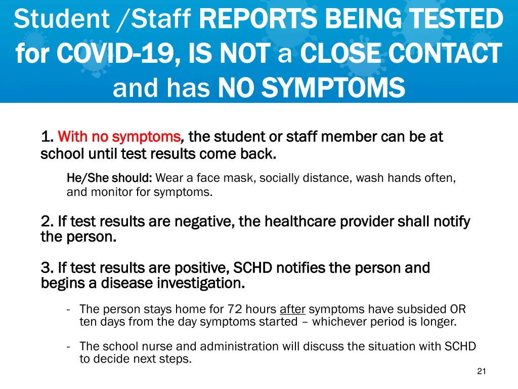 student staff reports being tested reports being