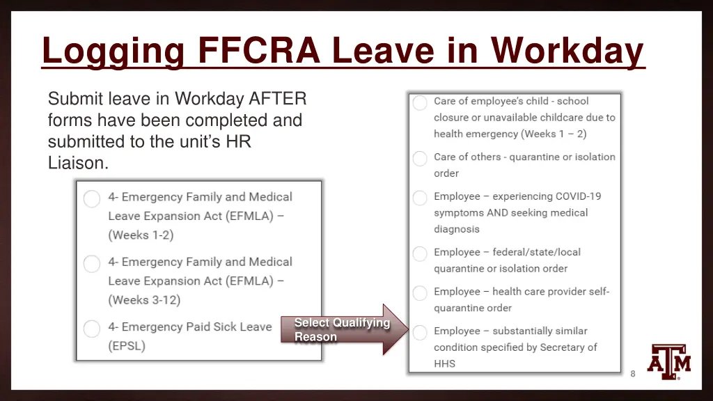 logging ffcra leave in workday