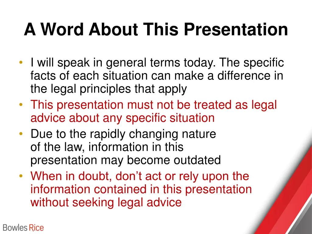 a word about this presentation