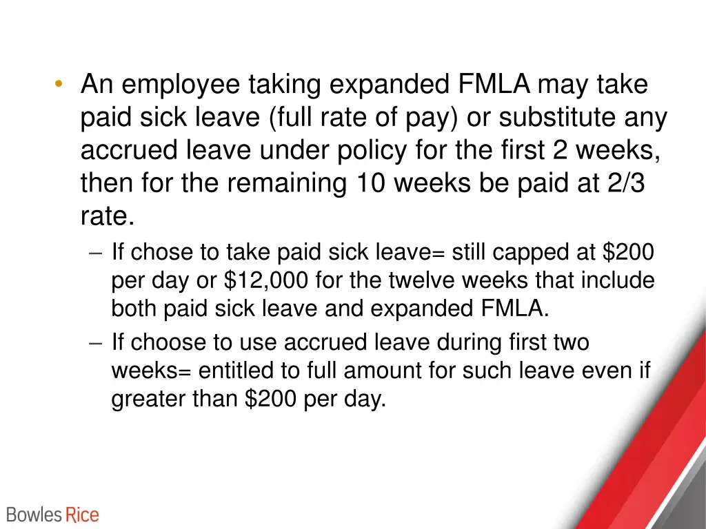 an employee taking expanded fmla may take paid