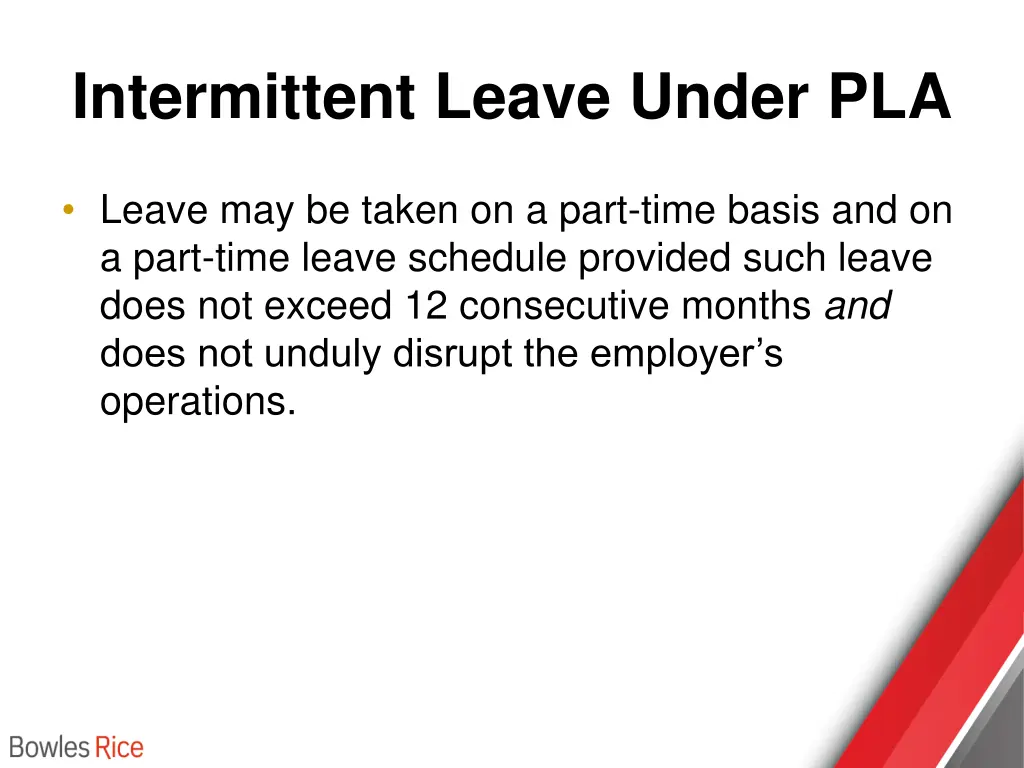 intermittent leave under pla