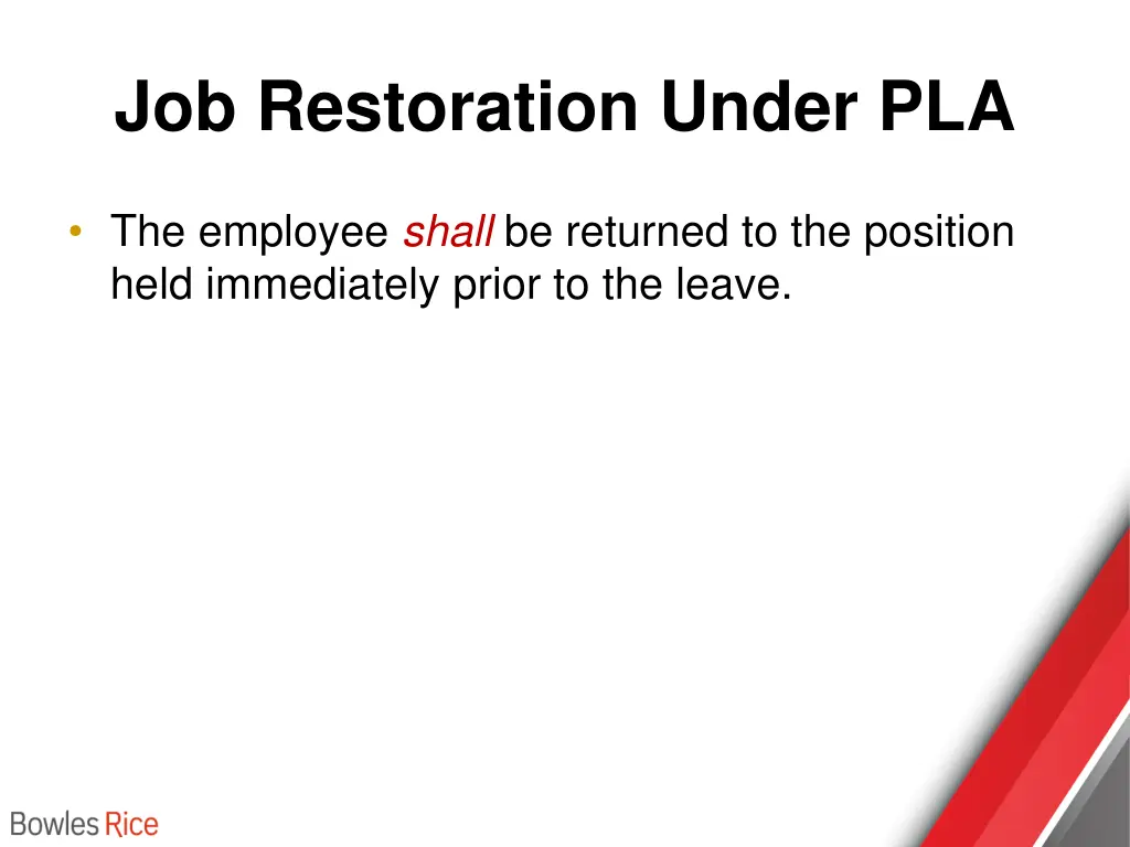 job restoration under pla