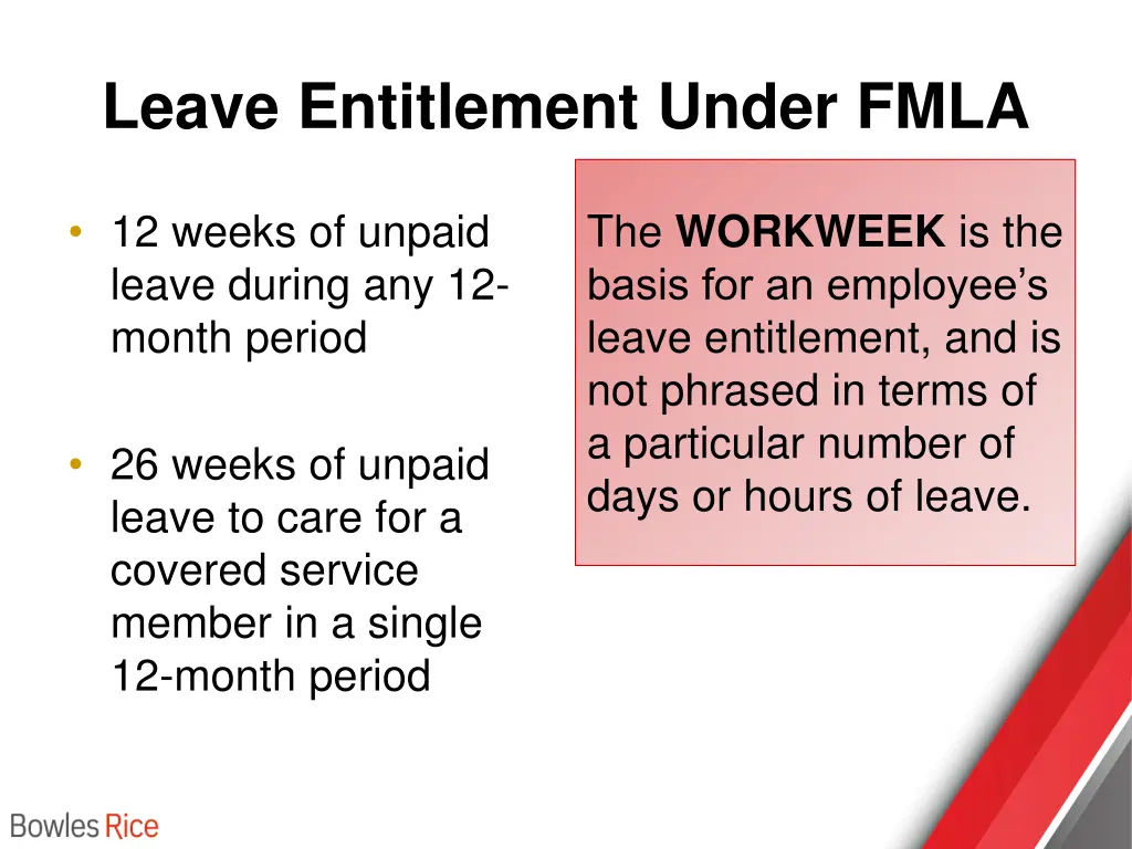 leave entitlement under fmla