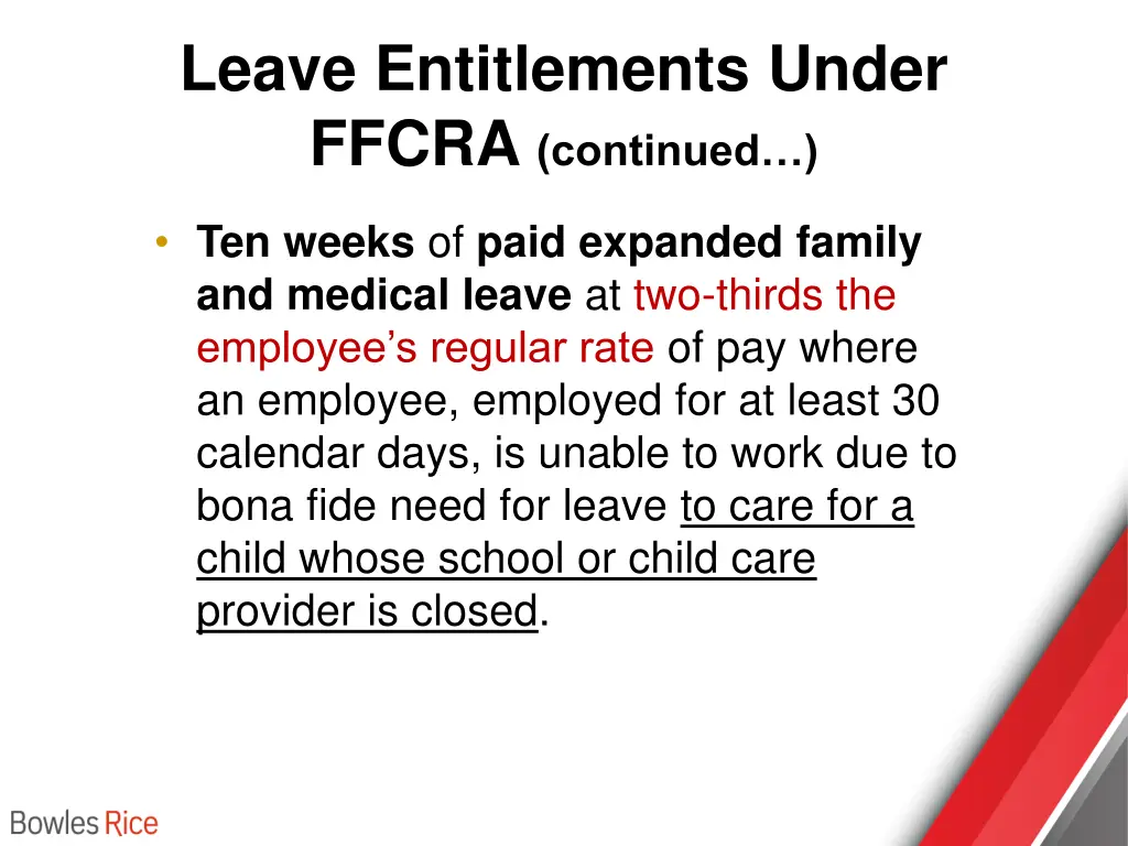 leave entitlements under ffcra continued