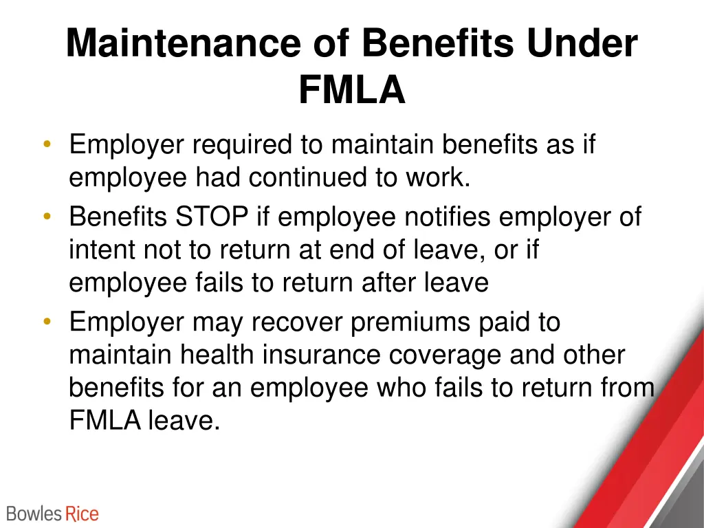 maintenance of benefits under fmla