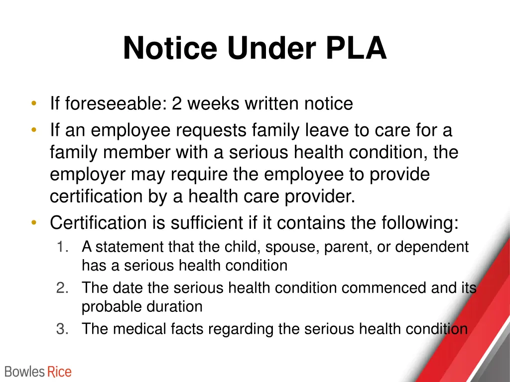 notice under pla