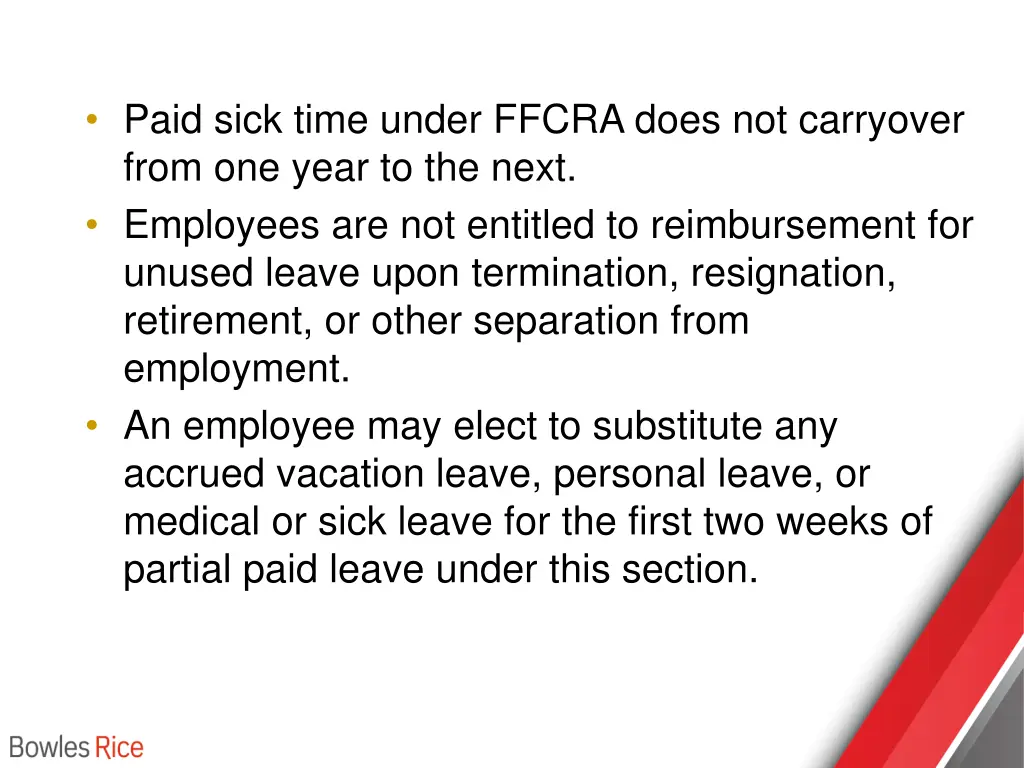 paid sick time under ffcra does not carryover