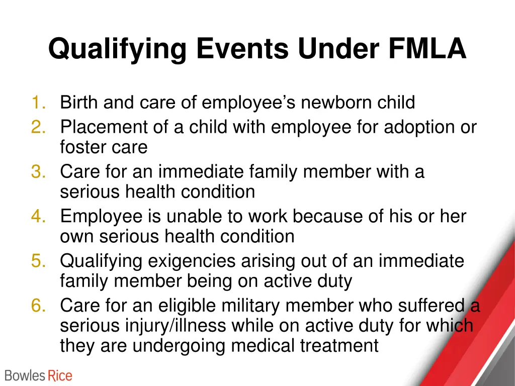 qualifying events under fmla