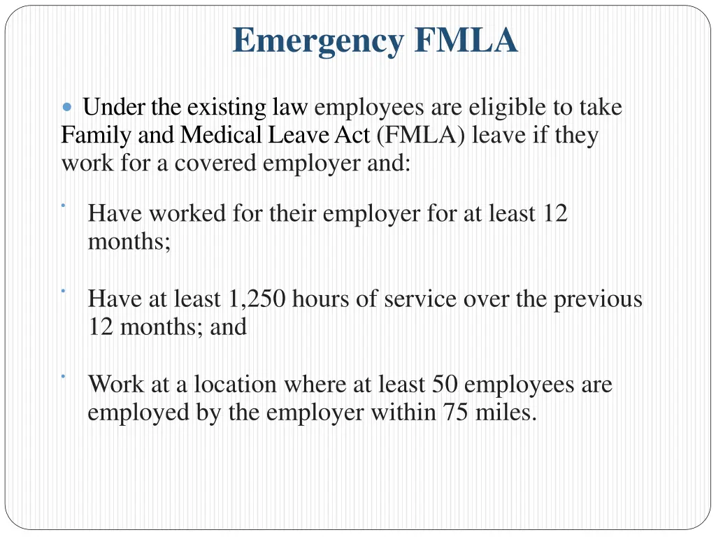 emergency fmla