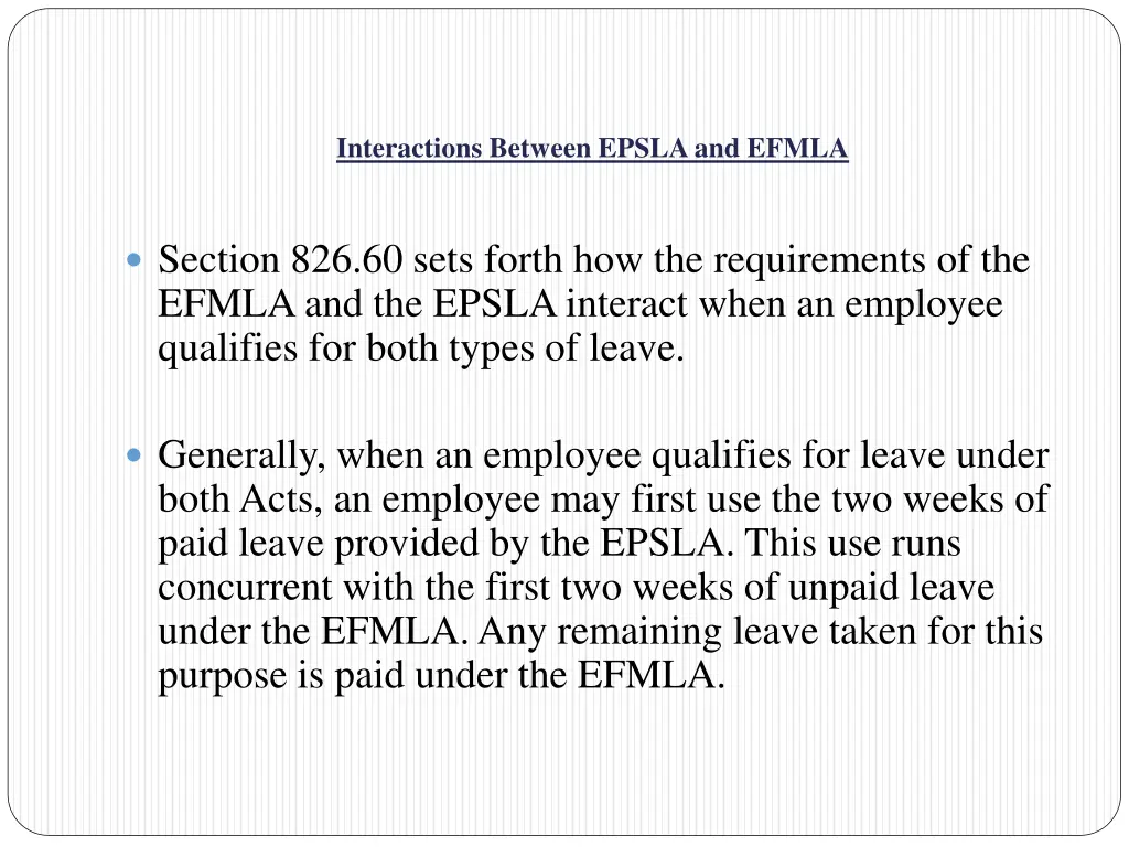 interactions between epsla and efmla