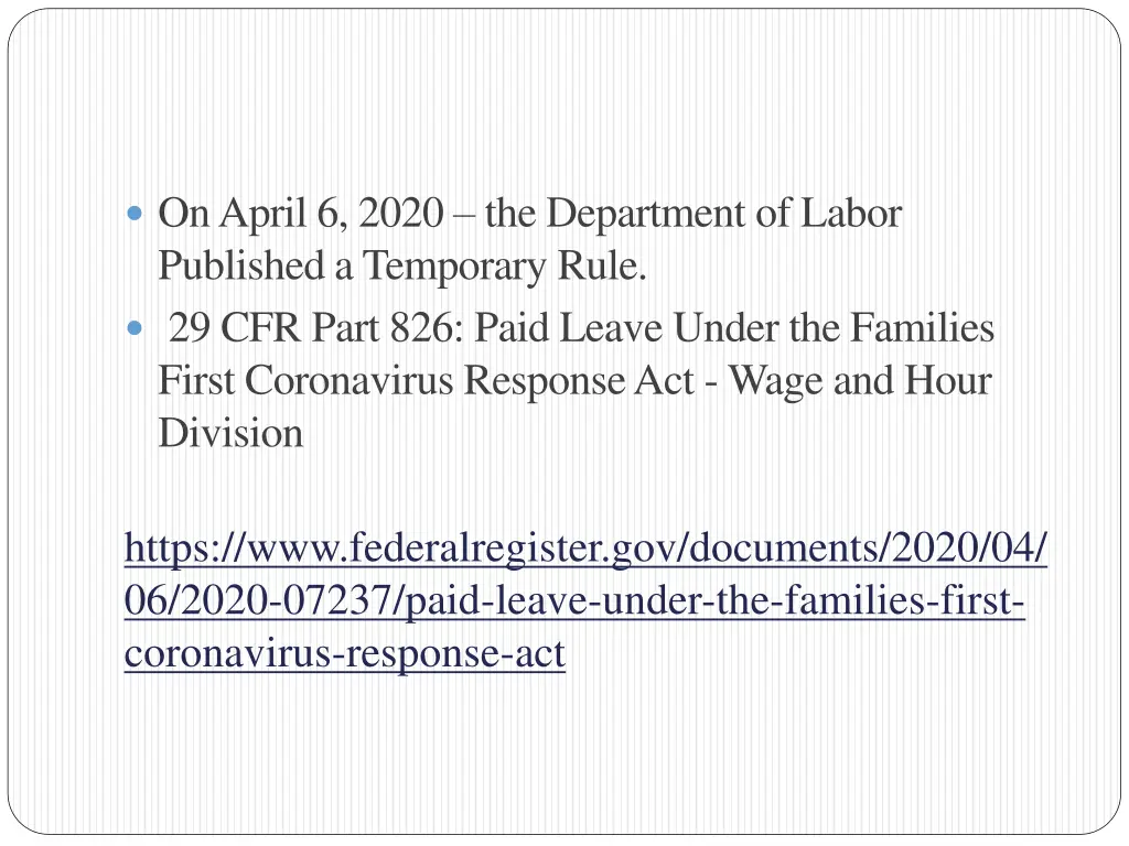 on april 6 2020 the department of labor published