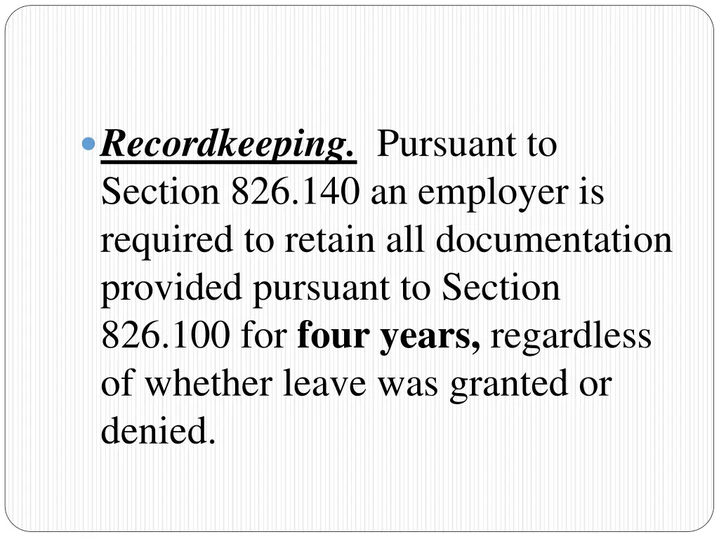 recordkeeping pursuant to section