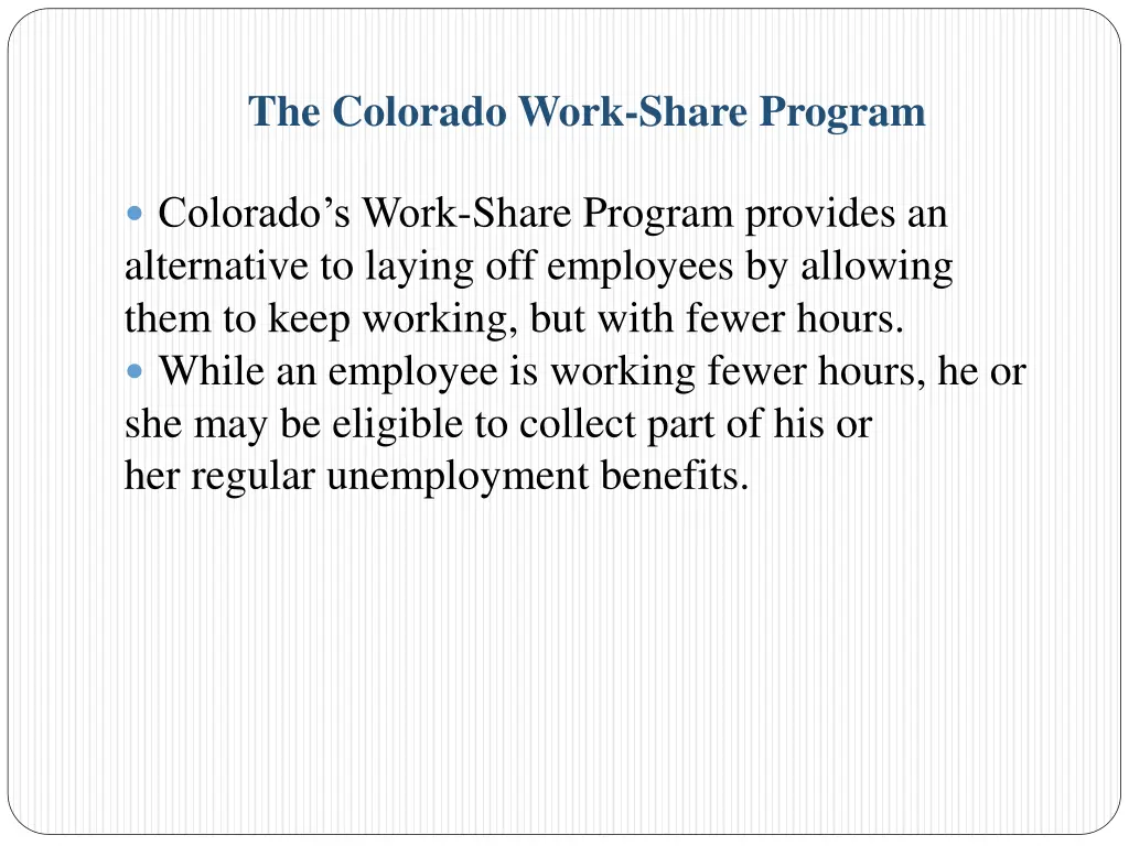 the colorado work share program