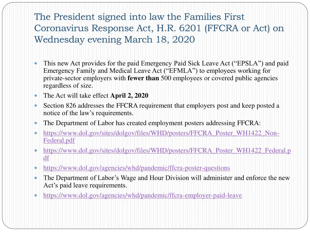 the president signed into law the families first