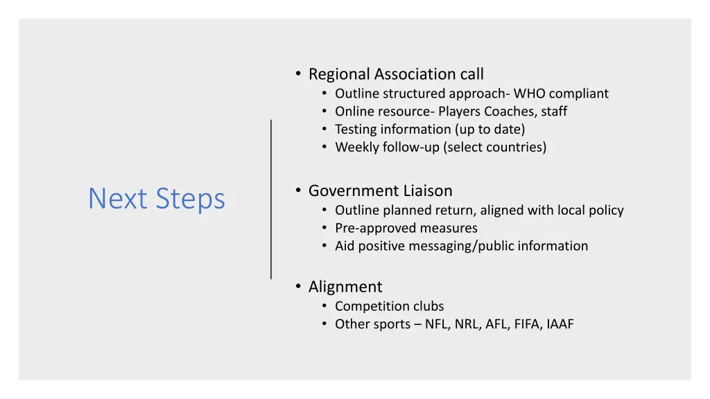 regional association call outline structured